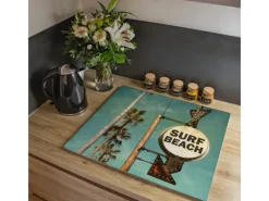 Sale Banjado Herdabdeckplatte Glas 2 Teilig Je 30x52CM Schneidebrett Herdabdeckung Mit Motiv Surf Beach