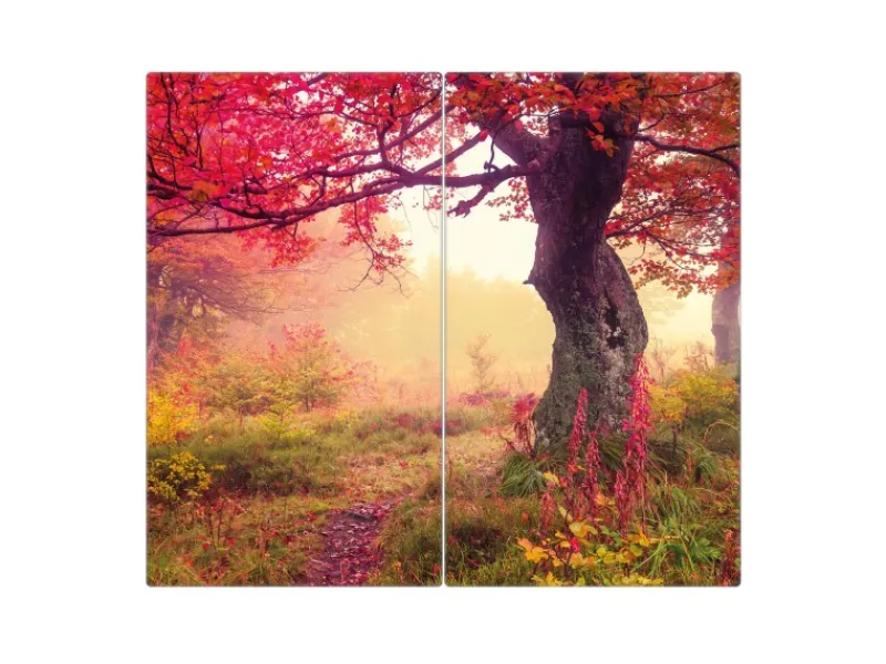 Banjado Herdabdeckplatte Glas 2 Teilig Je 30x52CM Schneidebrett Herdabdeckung Mit Motiv Lichtung Im Herbst< Schneidebretter|Herdabdeckungen