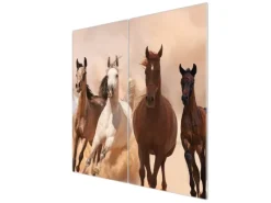 Best Banjado Herdabdeckplatte Glas 2 Teilig Je 30x52CM Schneidebrett Herdabdeckung Mit Motiv Mongolische Stimmung