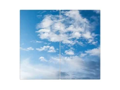 Banjado Herdabdeckplatte Glas 2 Teilig Je 30x52CM Schneidebrett Herdabdeckung Mit Motiv Wolken 1< Herde|Kochfelder