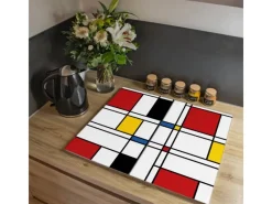 Banjado Schneidebretter|Herde<Herdabdeckplatte Glas 2 Teilig Je 30x52CM Schneidebrett Herdabdeckung Mit Motiv Rot Gelb Blau