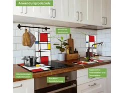 Banjado Schneidebretter|Herde<Herdabdeckplatte Glas 2 Teilig Je 30x52CM Schneidebrett Herdabdeckung Mit Motiv Rot Gelb Blau