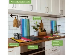 Banjado Herde|Kochfelder<Herdabdeckplatte Glas 2 Teilig Je 30x52CM Schneidebrett Herdabdeckung Mit Motiv Regenbogenfarben