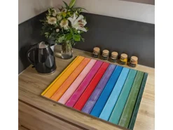 Banjado Herde|Kochfelder<Herdabdeckplatte Glas 2 Teilig Je 30x52CM Schneidebrett Herdabdeckung Mit Motiv Regenbogenfarben