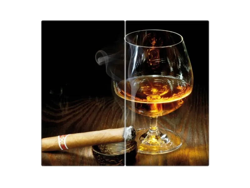 Banjado Schneidebretter|Herdabdeckungen<Herdabdeckplatte Glas 2 Teilig Je 30x52CM Schneidebrett Herdabdeckung Mit Motiv Whiskey & Cigar