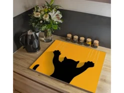 Banjado Herdabdeckungen|Schneidebretter<Herdabdeckplatte Glas 1 Teilig 60x52CM Schneidebrett Herdabdeckung Mit Motiv Scratch
