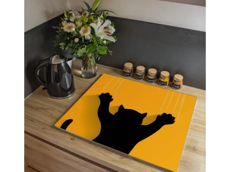 Banjado Herdabdeckungen|Schneidebretter<Herdabdeckplatte Glas 1 Teilig 60x52CM Schneidebrett Herdabdeckung Mit Motiv Scratch