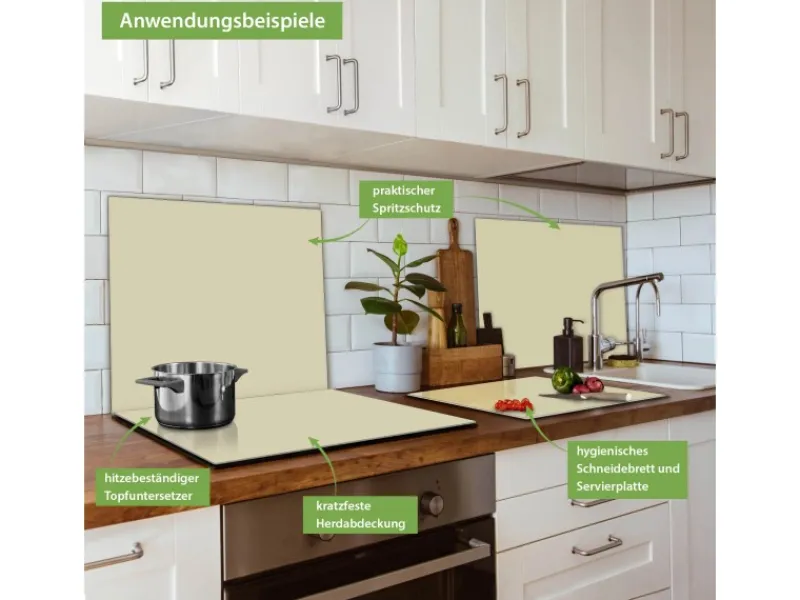 Banjado Herdabdeckplatte Glas 1 Teilig 60x52CM Schneidebrett Herdabdeckung Mit Motiv Beige< Herde|Kochfelder