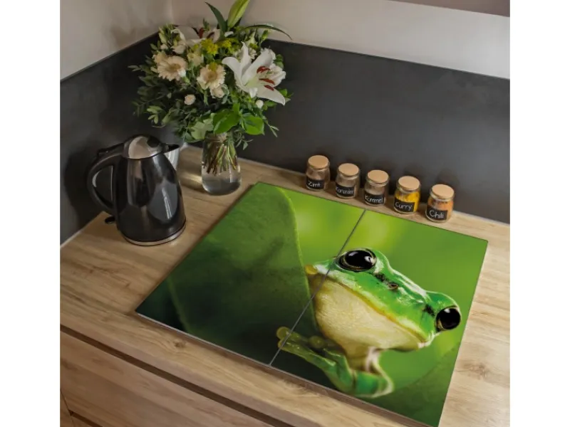 Banjado Herdabdeckplatte Glas 2 Teilig Je 30x52CM Schneidebrett Herdabdeckung Mit Motiv Frosch< Schneidebretter|Herde