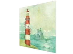 Banjado Schneidebretter|Herdabdeckungen<Herdabdeckplatte Glas 1 Teilig 60x52CM Schneidebrett Herdabdeckung Mit Motiv Alter Leuchtturm