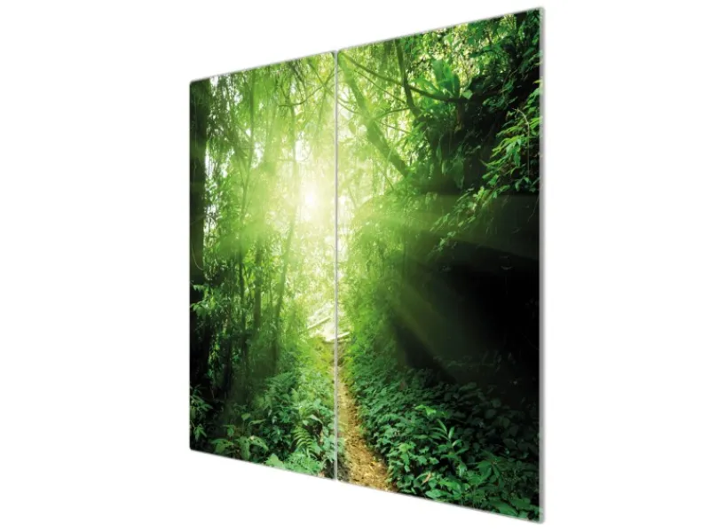 Hot Banjado Herdabdeckplatte Glas 2 Teilig Je 30x52CM Schneidebrett Herdabdeckung Mit Motiv Dschungel Malaysia