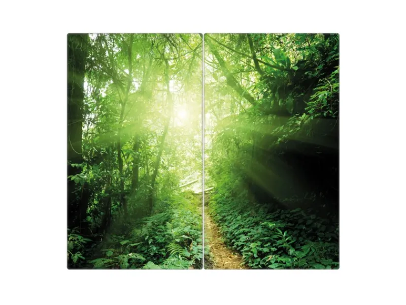 Hot Banjado Herdabdeckplatte Glas 2 Teilig Je 30x52CM Schneidebrett Herdabdeckung Mit Motiv Dschungel Malaysia
