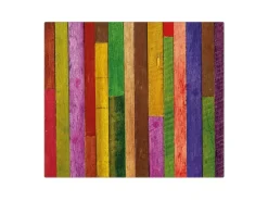 Banjado Herdabdeckplatte Glas 1 Teilig 60x52CM Schneidebrett Herdabdeckung Mit Motiv Holz Collage Bunt< Schneidebretter|Herdabdeckungen