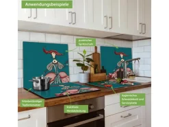 Online Banjado Herdabdeckplatte Glas 1 Teilig 60x52CM Schneidebrett Herdabdeckung Mit Motiv Miss Chantal