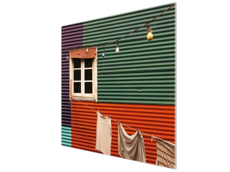 Online Banjado Herdabdeckplatte Glas 1 Teilig 60x52CM Schneidebrett Herdabdeckung Mit Motiv Buntes Haus