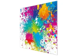 Best Banjado Herdabdeckplatte Glas 1 Teilig 60x52CM Schneidebrett Herdabdeckung Mit Motiv Farbspritzer