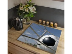 Best Banjado Herdabdeckplatte Glas 2 Teilig Je 30x52CM Schneidebrett Herdabdeckung Mit Motiv Fußball