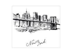 New Banjado Herdabdeckplatte Glas 1 Teilig 60x52CM Schneidebrett Herdabdeckung Mit Motiv New York Skizze