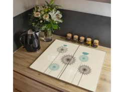 Sale Banjado Herdabdeckplatte Glas 2 Teilig Je 30x52CM Schneidebrett Herdabdeckung Mit Motiv Kugelfontänen