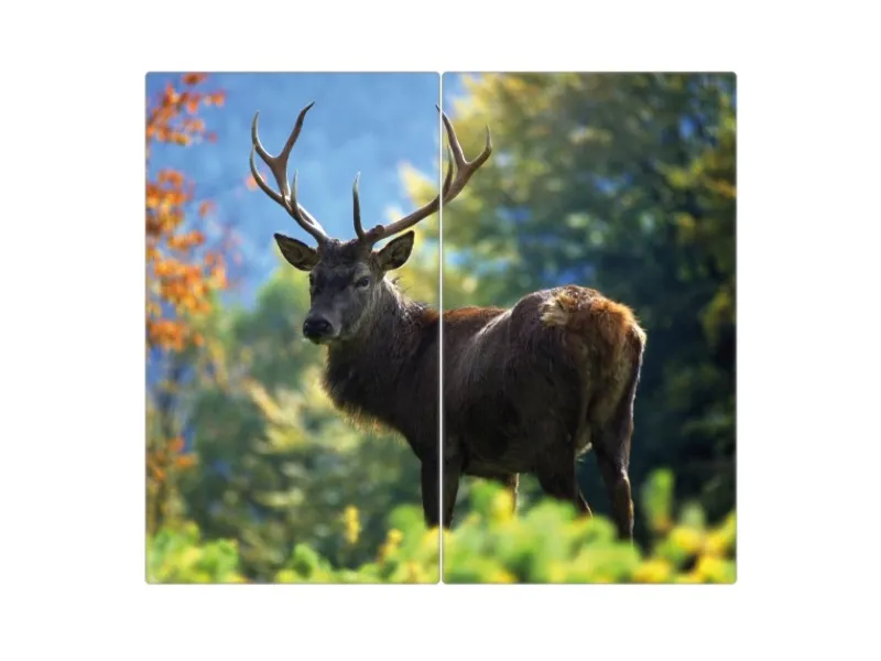 Banjado Schneidebretter|Herdabdeckungen<Herdabdeckplatte Glas 2 Teilig Je 30x52CM Schneidebrett Herdabdeckung Mit Motiv Hirsch