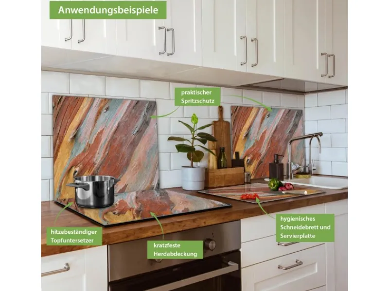 Banjado Herdabdeckplatte Glas 1 Teilig 60x52CM Schneidebrett Herdabdeckung Mit Motiv Coloured Wood< Herde|Kochfelder