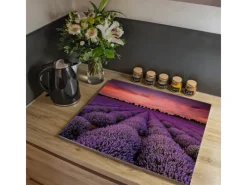 Online Banjado Herdabdeckplatte Glas 1 Teilig 60x52CM Schneidebrett Herdabdeckung Mit Motiv Lavendelfeld