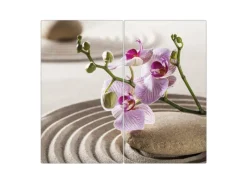 Clearance Banjado Herdabdeckplatte Glas 2 Teilig Je 30x52CM Schneidebrett Herdabdeckung Mit Motiv Zen Relax