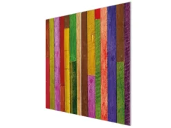 Hot Banjado Herdabdeckplatte Glas 2 Teilig Je 30x52CM Schneidebrett Herdabdeckung Mit Motiv Holz Collage Bunt