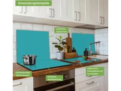 Discount Banjado Herdabdeckplatte Glas 1 Teilig 60x52CM Schneidebrett Herdabdeckung Mit Motiv Türkis