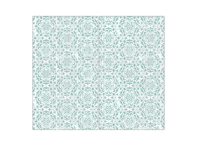 Online Banjado Herdabdeckplatte Glas 2 Teilig Je 30x52CM Schneidebrett Herdabdeckung Mit Motiv Muster Getupft Blau