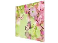 Banjado Schneidebretter|Herdabdeckungen<Herdabdeckplatte Glas 2 Teilig Je 30x52CM Schneidebrett Herdabdeckung Mit Motiv Japanische Kirschblüte