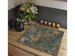 Banjado Schneidebretter|Herdabdeckungen<Herdabdeckplatte Glas 2 Teilig Je 30x52CM Schneidebrett Herdabdeckung Mit Motiv Kupfer Patina
