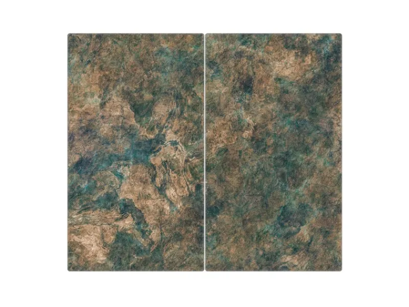 Banjado Schneidebretter|Herdabdeckungen<Herdabdeckplatte Glas 2 Teilig Je 30x52CM Schneidebrett Herdabdeckung Mit Motiv Kupfer Patina