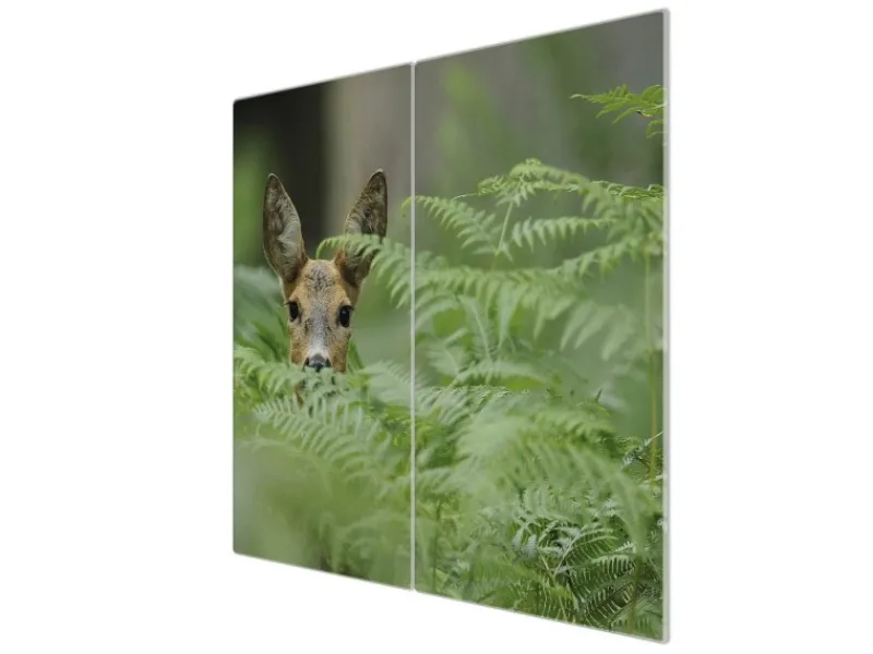 Banjado Schneidebretter|Herdabdeckungen<Herdabdeckplatte Glas 2 Teilig Je 30x52CM Schneidebrett Herdabdeckung Mit Motiv Reh