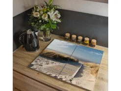 Banjado Herdabdeckplatte Glas 2 Teilig Je 30x52CM Schneidebrett Herdabdeckung Mit Motiv Dünen< Herdabdeckungen|Schneidebretter