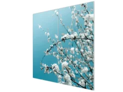 New Banjado Herdabdeckplatte Glas 2 Teilig Je 30x52CM Schneidebrett Herdabdeckung Mit Motiv Weiße Kirschblüten