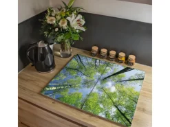 Hot Banjado Herdabdeckplatte Glas 2 Teilig Je 30x52CM Schneidebrett Herdabdeckung Mit Motiv Zwischen Bäumen 3