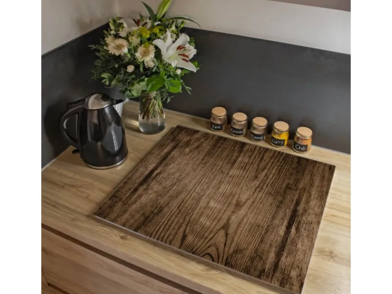 Discount Banjado Herdabdeckplatte Glas 1 Teilig 60x52CM Schneidebrett Herdabdeckung Mit Motiv Maserung Dunkel
