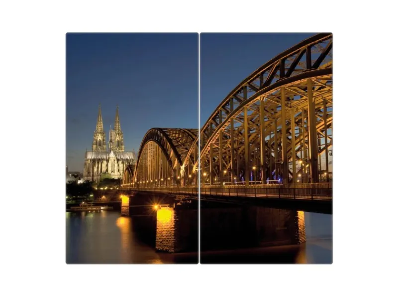 Banjado Herdabdeckplatte Glas 2 Teilig Je 30x52CM Schneidebrett Herdabdeckung Mit Motiv Köln< Schneidebretter|Herdabdeckungen