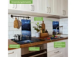 Banjado Herdabdeckplatte Glas 2 Teilig Je 30x52CM Schneidebrett Herdabdeckung Mit Motiv Galaxie< Schneidebretter|Herdabdeckungen