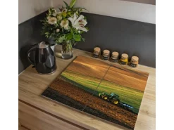 Banjado Herdabdeckplatte Glas 2 Teilig Je 30x52CM Schneidebrett Herdabdeckung Mit Motiv Pflügen< Herde|Kochfelder