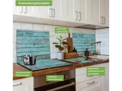 Banjado Herdabdeckplatte Glas 1 Teilig 60x52CM Schneidebrett Herdabdeckung Mit Motiv Blaue Holzlatten< Schneidebretter|Herdabdeckungen