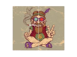 Banjado Herde|Kochfelder<Herdabdeckplatte Glas 2 Teilig Je 30x52CM Schneidebrett Herdabdeckung Mit Motiv Peace