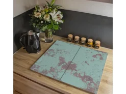 Banjado Kochfelder<Herdabdeckplatte Glas 2 Teilig Je 30x52CM Schneidebrett Herdabdeckung Mit Motiv Blaue Struktur
