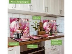 Banjado Schneidebretter|Herdabdeckungen<Herdabdeckplatte Glas 1 Teilig 60x52CM Schneidebrett Herdabdeckung Mit Motiv Magnolia