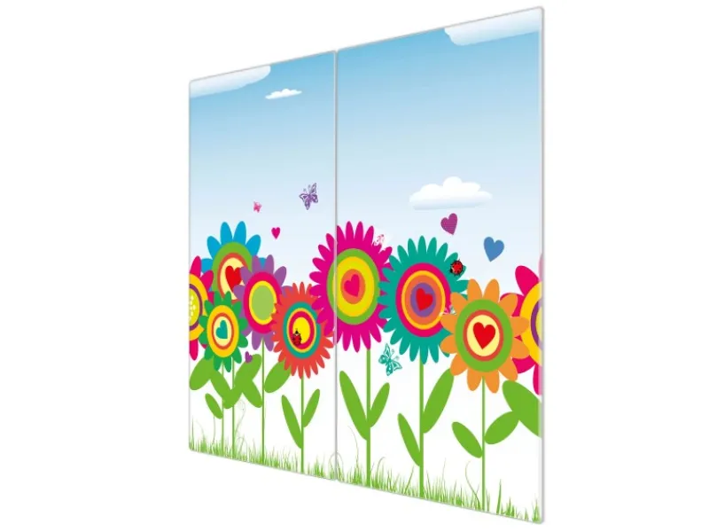 Banjado Herdabdeckplatte Glas 2 Teilig Je 30x52CM Schneidebrett Herdabdeckung Mit Motiv Bunte Blumen< Herdabdeckungen|Kochfelder