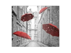 Banjado Herdabdeckplatte Glas 1 Teilig 60x52CM Schneidebrett Herdabdeckung Mit Motiv Rote Schirme< Schneidebretter|Herde