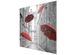 Banjado Herdabdeckplatte Glas 1 Teilig 60x52CM Schneidebrett Herdabdeckung Mit Motiv Rote Schirme< Schneidebretter|Herde