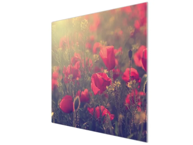 Best Banjado Herdabdeckplatte Glas 1 Teilig 60x52CM Schneidebrett Herdabdeckung Mit Motiv Mohn