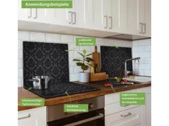 Banjado Herdabdeckplatte Glas 1 Teilig 60x52CM Schneidebrett Herdabdeckung Mit Motiv Black Deluxe< Schneidebretter|Herde